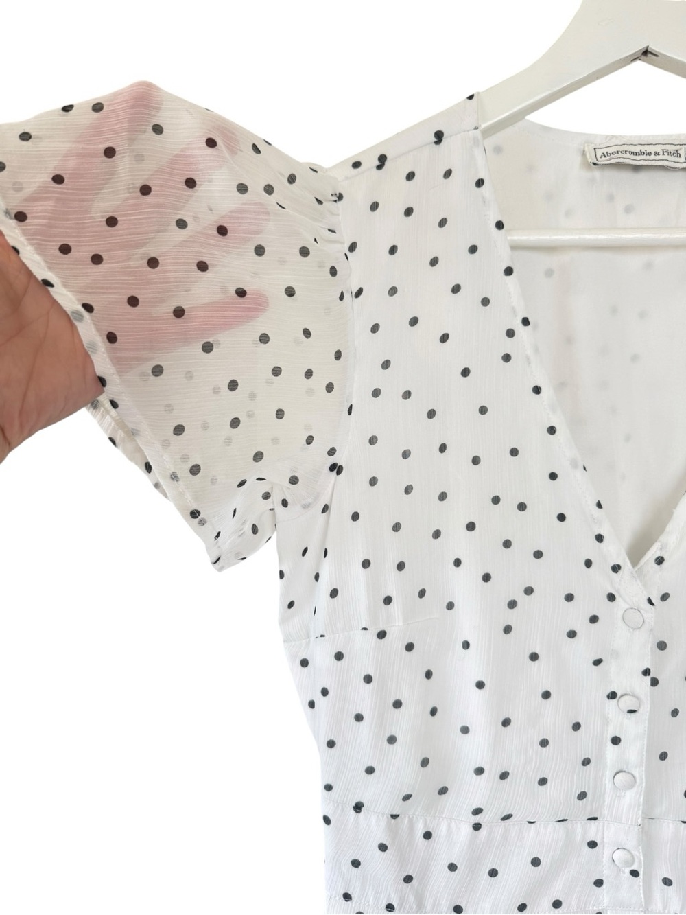 Abercrombie & Fitch White Polka Dot Flutter Sleeve Mini Dress Size | small - Picture 3 of 4